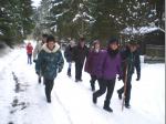 Auf den verschneiten Waldwegen am Allerswald